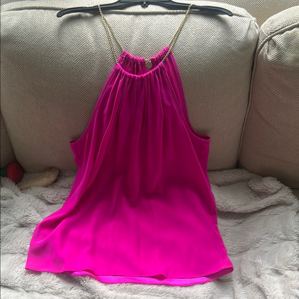 Elegant Pink Silk Halter Top